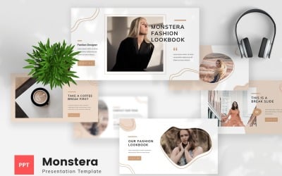 Monstera-时尚造型册PowerPoint模板