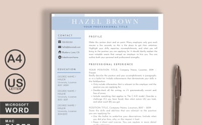 Шаблоны резюме для печати Hazel Word Pages
