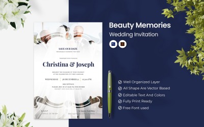 Schoonheid herinneringen bruiloft uitnodiging