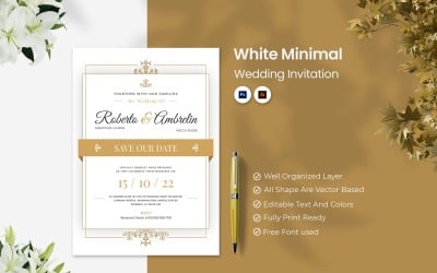 White Minimal Wedding Invitation