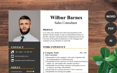 Wilbur Barnes - Professional Sales Consultant Printable Resume Templates