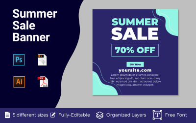 Banner de venda de verão adequado para postagens em mídias sociais