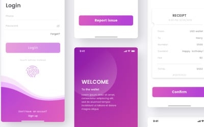 Элементы пользовательского интерфейса набора мобильных приложений Cen Wallet UI