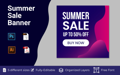 Summer Sale Banner Suitable For Social Banners