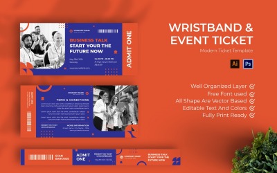 Business Talks Ticket Print Template
