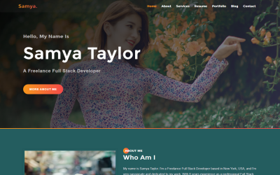 Samya - modelo de página inicial de portfólio pessoal