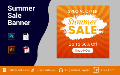 Diseño de banner de Internet de venta de verano de redes sociales
