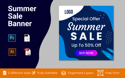 Diseño de banner de venta de verano de redes sociales