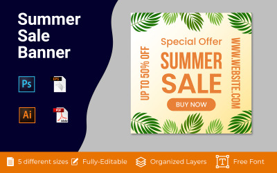 Fundo de banner de anúncio social de venda de verão