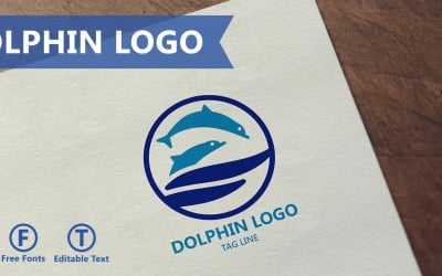 Modello di logo aziendale delfino