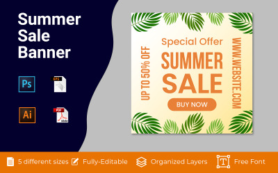 Summer Sale Social Ad Banner Background