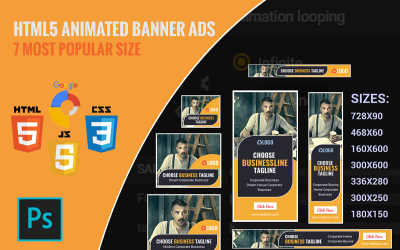 Vorlagen für animierte HTML5-Banneranzeigen für Unternehmen