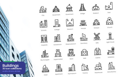 Buildings - 30 Iconset template