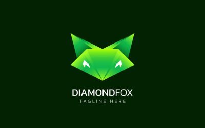 Diamond Fox - зелений логотип Desgn шаблон