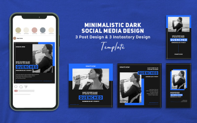 Minimalistyczny ciemny design Instagram i Instastory Social Media