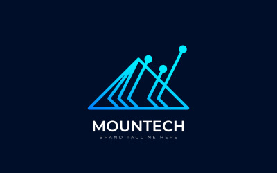 Montaña - Plantilla de logotipo de gradiente tecnológico