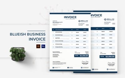 Blueish Business Invoice Print Template