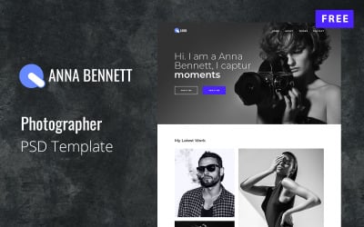Layout do site do fotógrafo gratuito - Ann Bennett PSD Template