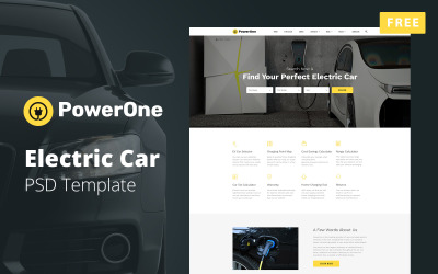 Powerone - Gratis PSD-sjabloon voor elektrische auto-website-indeling