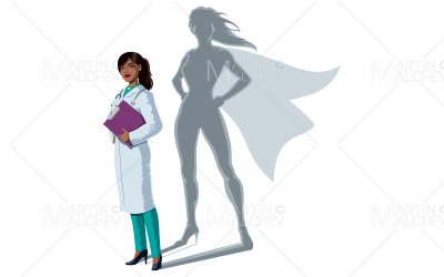 Doktor Superheldin Schatten Vektor-Illustration.