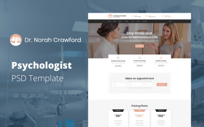 Dr. Norah Crawford - Psychologist Website Template PSD