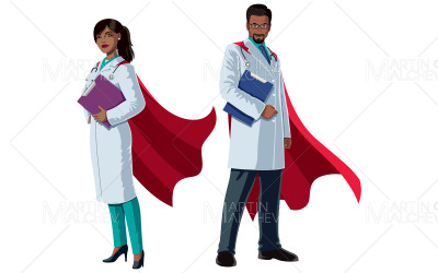 Indian Doctor Superheroes na ilustracji wektorowych biały.