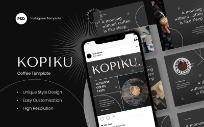 Kopiku - Szablon posta na Instagram z kawą