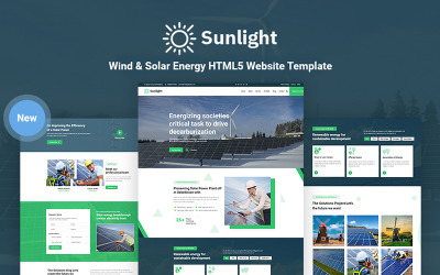 Sluneční světlo – Větrná a sluneční energie HTML5 responzivní webová šablona