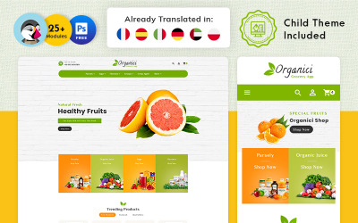 Тема Organici PrestaShop для продуктового интернет-магазина