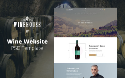 Winehouse - Modello PSD per il design del sito web del vino