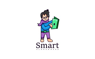Akıllı Çizgi Film Karakteri Logo Şablonu