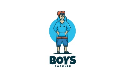 Chlapci kreslená postava Logo šablona