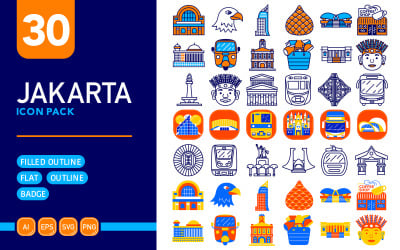 Jakarta Şehri - Vektör Simge Paketi