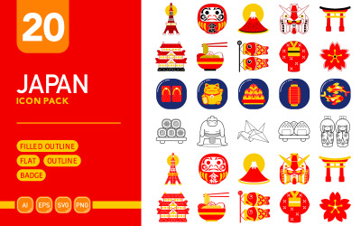 Japán ország - Vector Icon Pack