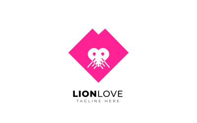 Lion Love - Pink Logo Design Template