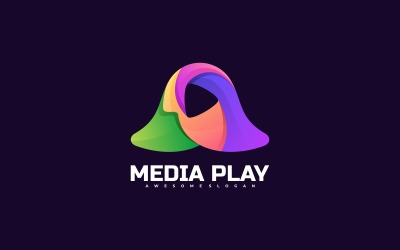 Media Play Gradient Kolorowe Logo Szablon