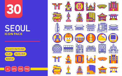 Місто Сеул - вектор Icon Pack