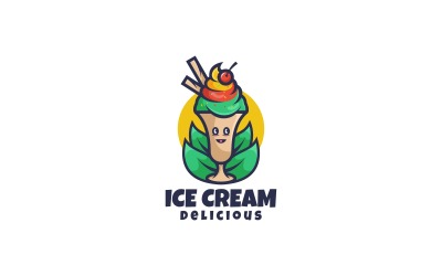 Modello di logo del fumetto della mascotte del gelato