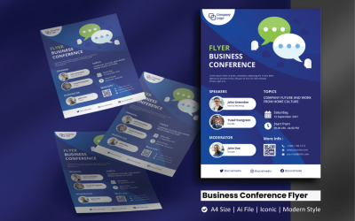 Modelo de Identidade Corporativa de Folheto de Conferências de Negócios