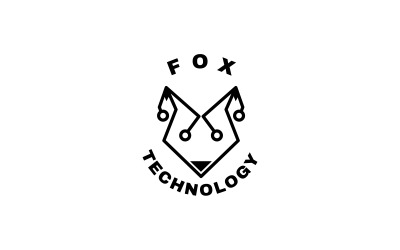 Plantilla de logotipo de Fox Line Art