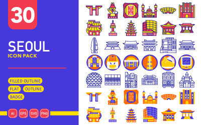 Seoul City - Pacchetto di icone vettoriali