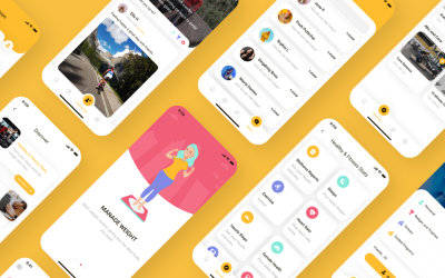 Hetrack - комплект пользовательского интерфейса для мобильного приложения Health Care