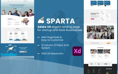 Sparta - Modelo de interface de usuário de página de destino do Adobe XD para negócios Saas GRATUITOS