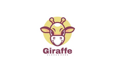 Zürafa Maskot Karikatür Logo Şablonu