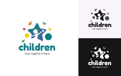 Children Education Kids School Logo Template