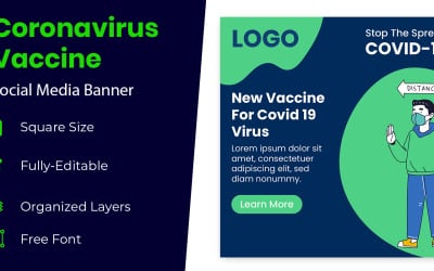 Covid-19-Impfstoff-Vektor-Illustration Social Media