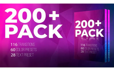 200+ Pack: Transitions, Color, Text Premiere Pro Template