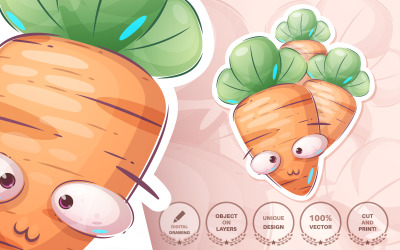 Personaje de dibujos animados Zanahoria fresca y saludable - Ilustración gráfica
