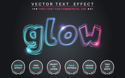 Quivering Glow - redigerbar texteffekt, typsnittstil, grafikillustration