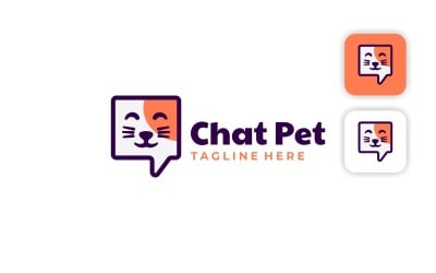 Шаблон логотипа мультфильм талисман Chat Pet